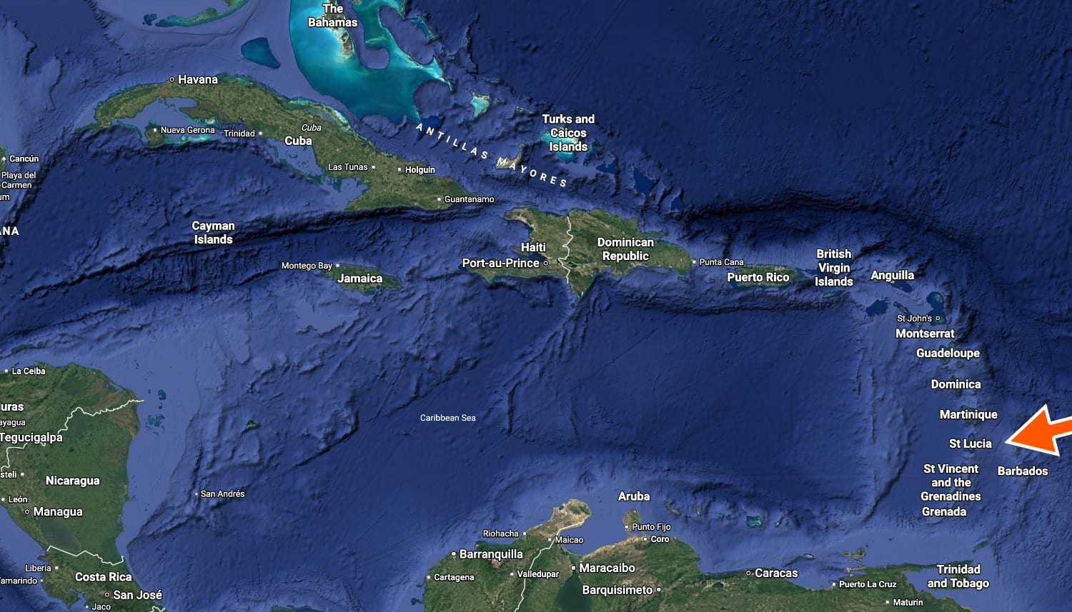 St. Lucia Caribbean Maps